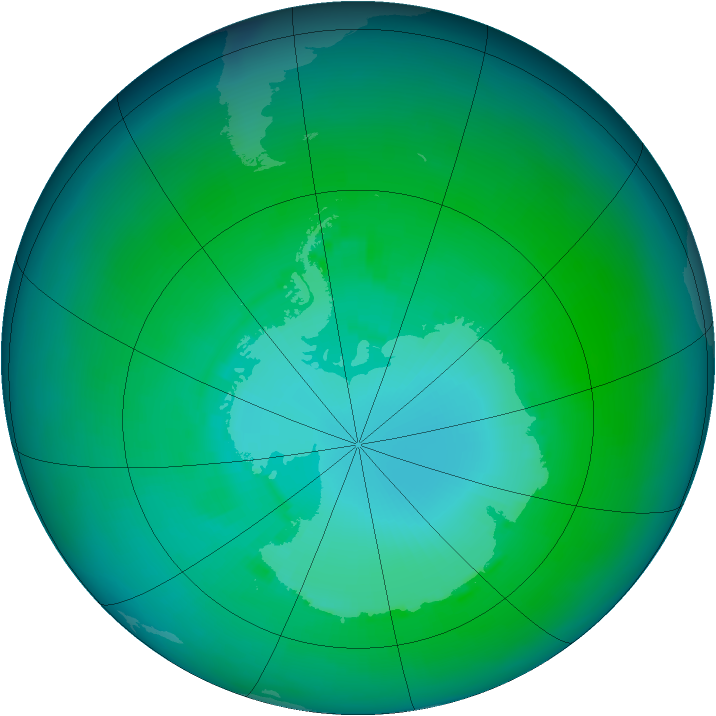 Antarctic ozone map for January 1986